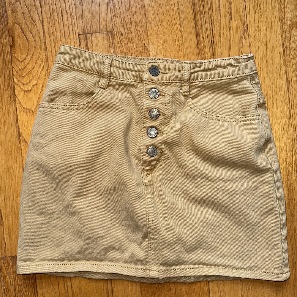 J. Galt Skirt Womens‎ Small Khaki Button Fly Denim Mini 5-Pocket High Waist